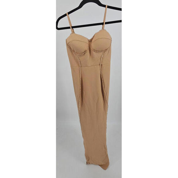 Faeriestyle Sassy Nude Midi Dress with Built-in Bustier XS